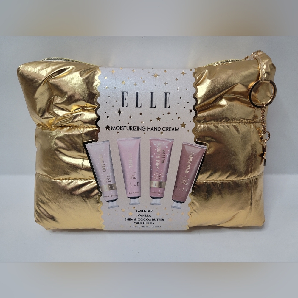 Elle Brand New Hand Cream Gold Bag Set For Sale
